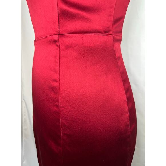 Bebe Red Satin Strapless Cocktail Dress - Picture 7 of 9